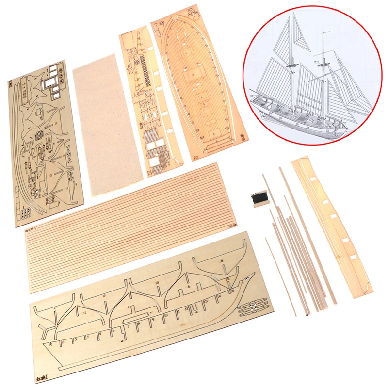 Handmade Wooden Sailboat Ship Kits 1:100 Scale DIY Model Toy Home Decoration Boat Gift Toy Wooden Ships Model Assembly Toy