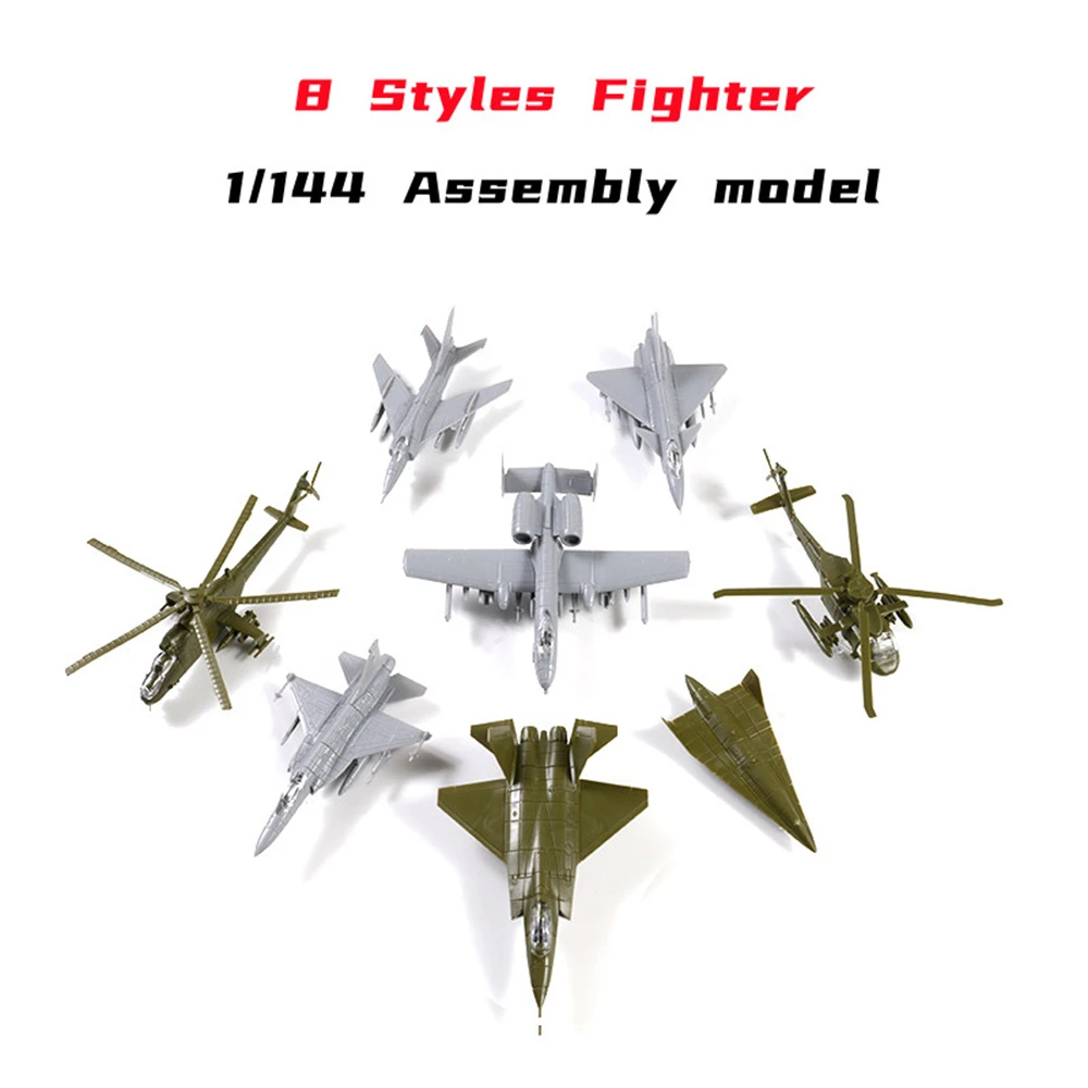 1/144 Scale 8 Styles Airplane Assembly Model WZ-8 J-10 J-31 A-10 UH-60A FC-1 MI-24 Fighter Military Ornament Mini Plastic Toy