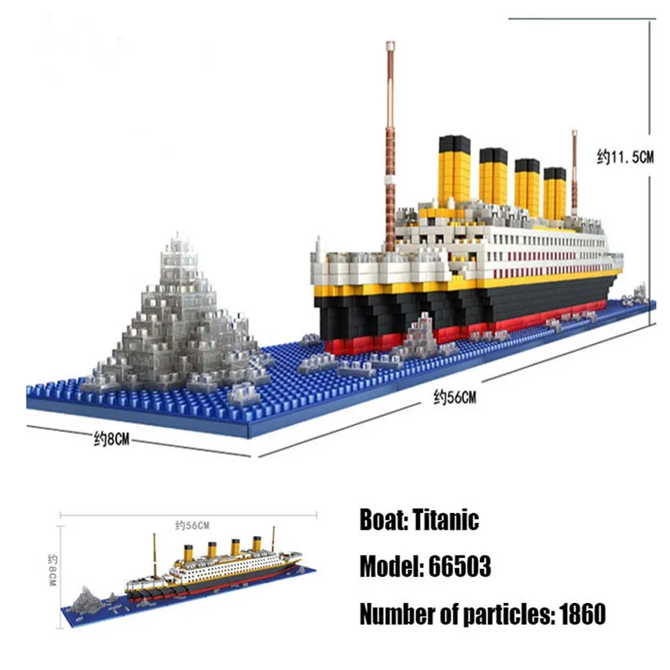 1860Pcs Mini Bricks Model Titanic Cruise Ship Model Boat DIY Diamond Building Blocks Bricks Kit Children Kids Toys Sale Price