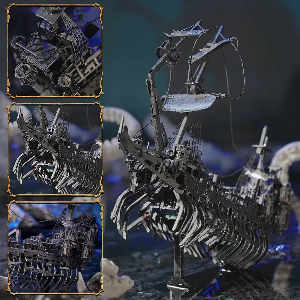 Piececool 3D Metal Puzzles Pirate Ship Building Blocks The Queen Anne's Revenge DIY Boat Toys Jigsaw Christmas Gifts for Adult