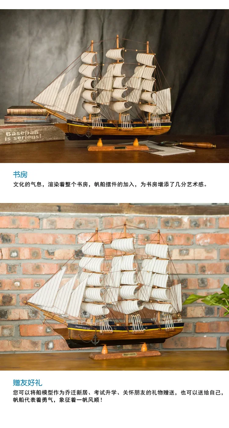 [ Assembled ] 60cm Large 3D Wooden Sailboat Model Craft Toys Sailing Boat Ship model collect home decor New Hose Gift to friend