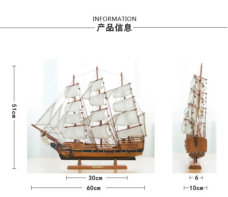 [ Assembled ] 60cm Large 3D Wooden Sailboat Model Craft Toys Sailing Boat Ship model collect home decor New Hose Gift to friend