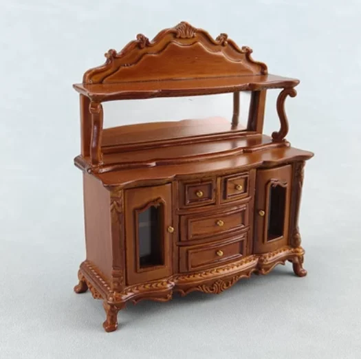 Dollhouse Miniature Furniture Bjd Doll 1:12 Vintage Scene Home Decor Handmade Mini Woodwork Cabinet Chair Table Miniature Model