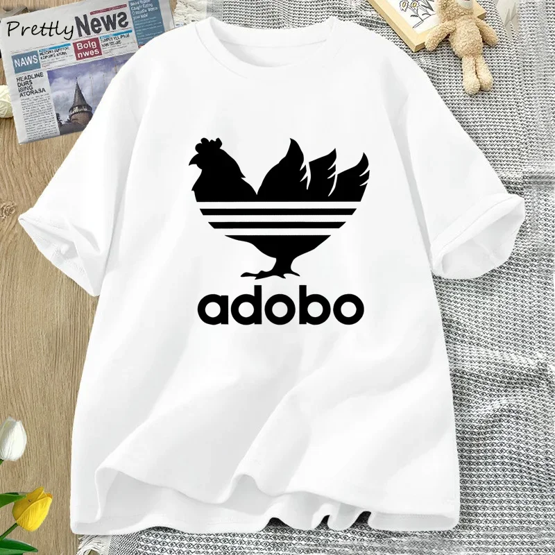 Funny Adobo Chicken T Shirt Women Cotton Short Sleeve Philippine Adobo T-shirt Harajuku Graphic T Shirts Streetwear Clothing