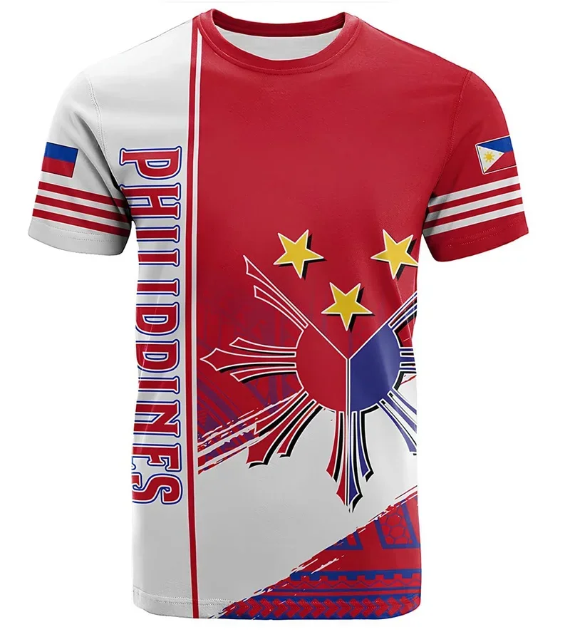 Fashion New Philippine Flag Graphic 3D Print T-shirt Philippine Emblem Men's Sports Tops  National Day Gifts Personalized Tee