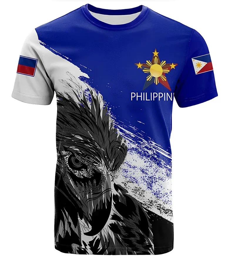 Fashion New Philippine Flag Graphic 3D Print T-shirt Philippine Emblem Men's Sports Tops  National Day Gifts Personalized Tee