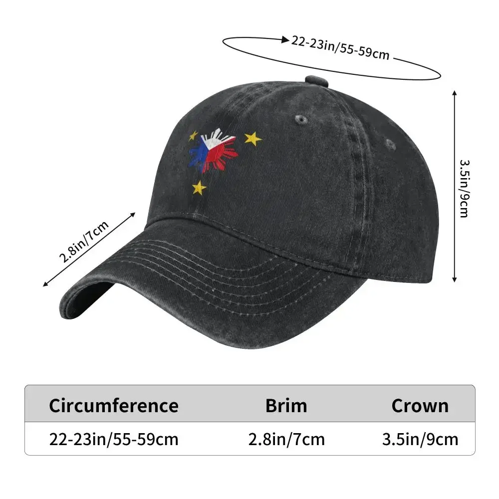 Custom 3 Stars And A Sun Philippines Flag Baseball Cap for Women Men Cotton Adjustable Dad Hat Performance