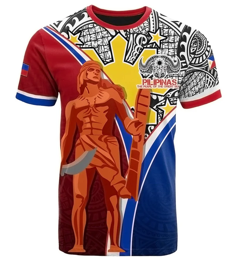 New 3D The Flag Of Philippines Printed T Shirt The Philippines Coat Of Arms Spiritual Totem Graphic T-shirts For Men Vintage Tee