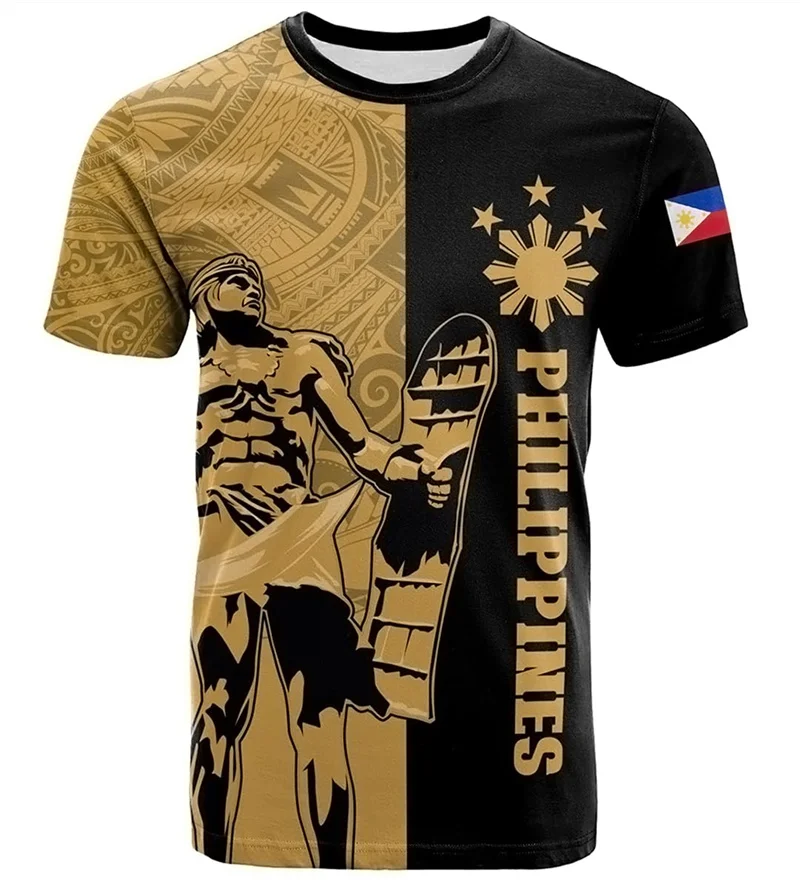 New 3D The Flag Of Philippines Printed T Shirt The Philippines Coat Of Arms Spiritual Totem Graphic T-shirts For Men Vintage Tee