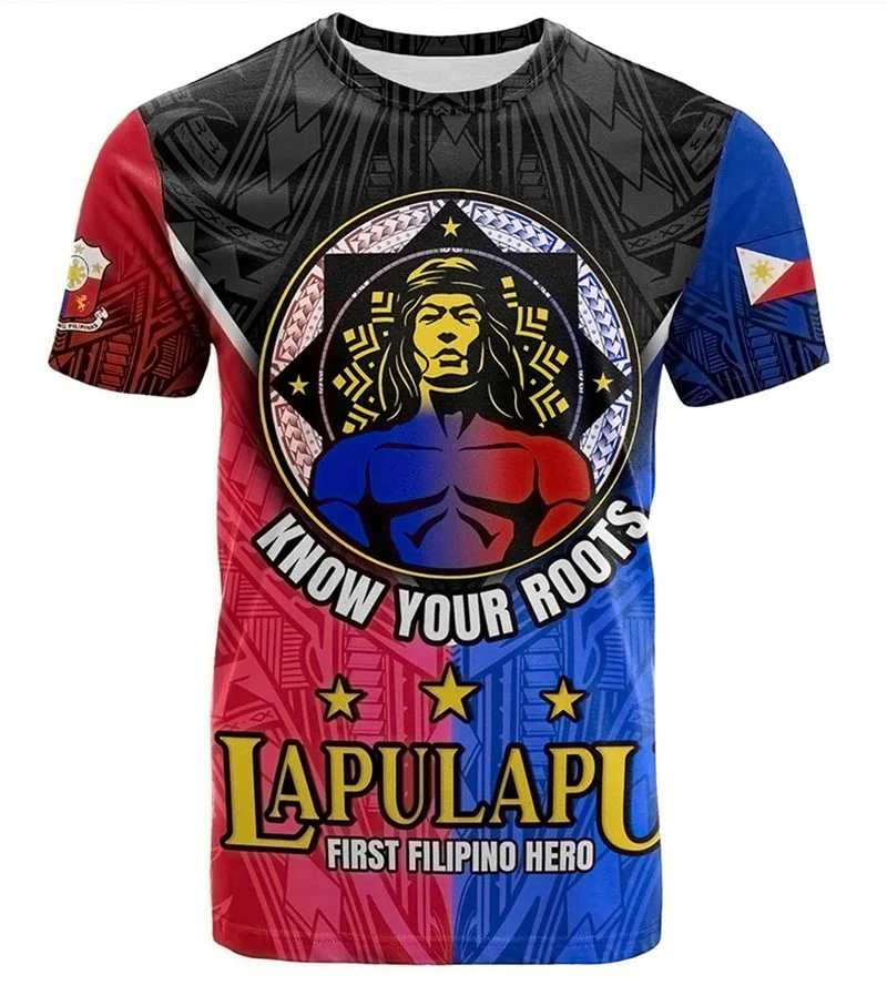 New 3D The Flag Of Philippines Printed T Shirt The Philippines Coat Of Arms Spiritual Totem Graphic T-shirts For Men Vintage Tee