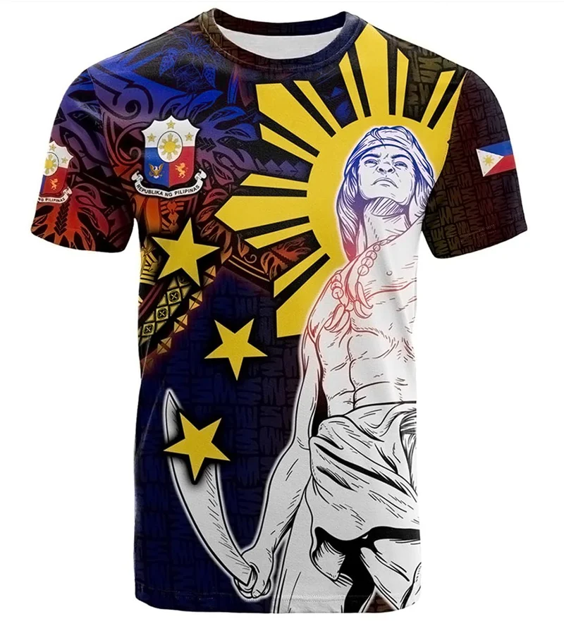 New 3D The Flag Of Philippines Printed T Shirt The Philippines Coat Of Arms Spiritual Totem Graphic T-shirts For Men Vintage Tee