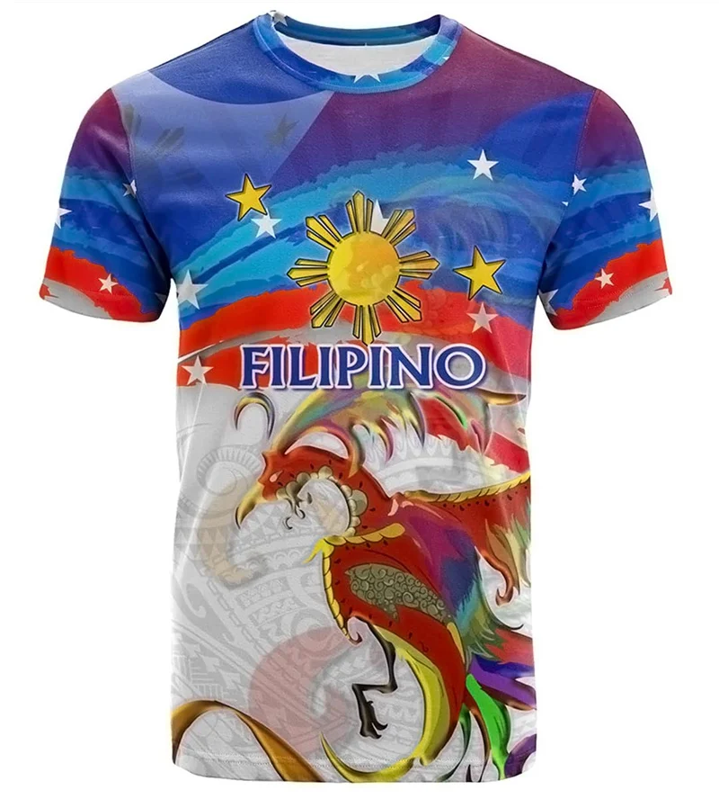 New 3D The Flag Of Philippines Printed T Shirt The Philippines Coat Of Arms Spiritual Totem Graphic T-shirts For Men Vintage Tee