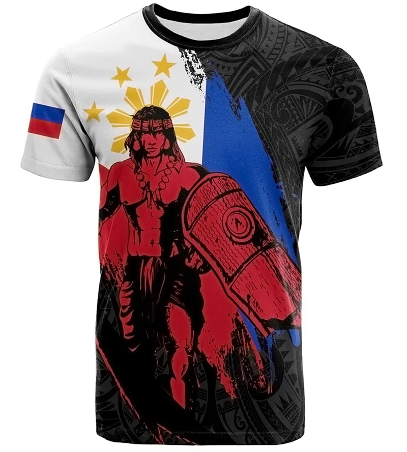 New 3D The Flag Of Philippines Printed T Shirt The Philippines Coat Of Arms Spiritual Totem Graphic T-shirts For Men Vintage Tee