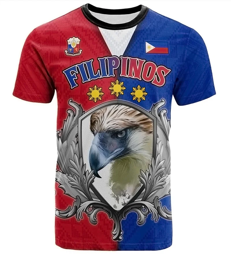 New 3D The Flag Of Philippines Printed T Shirt The Philippines Coat Of Arms Spiritual Totem Graphic T-shirts For Men Vintage Tee