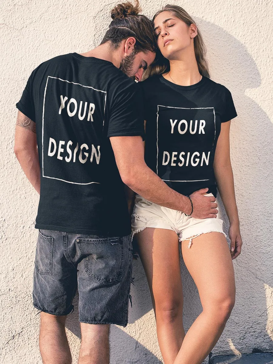 Custom T Shirt for Men Design Your Own Logo Text Photo Front Back Free Both Side EU Size Cotton Personalized T-shirt