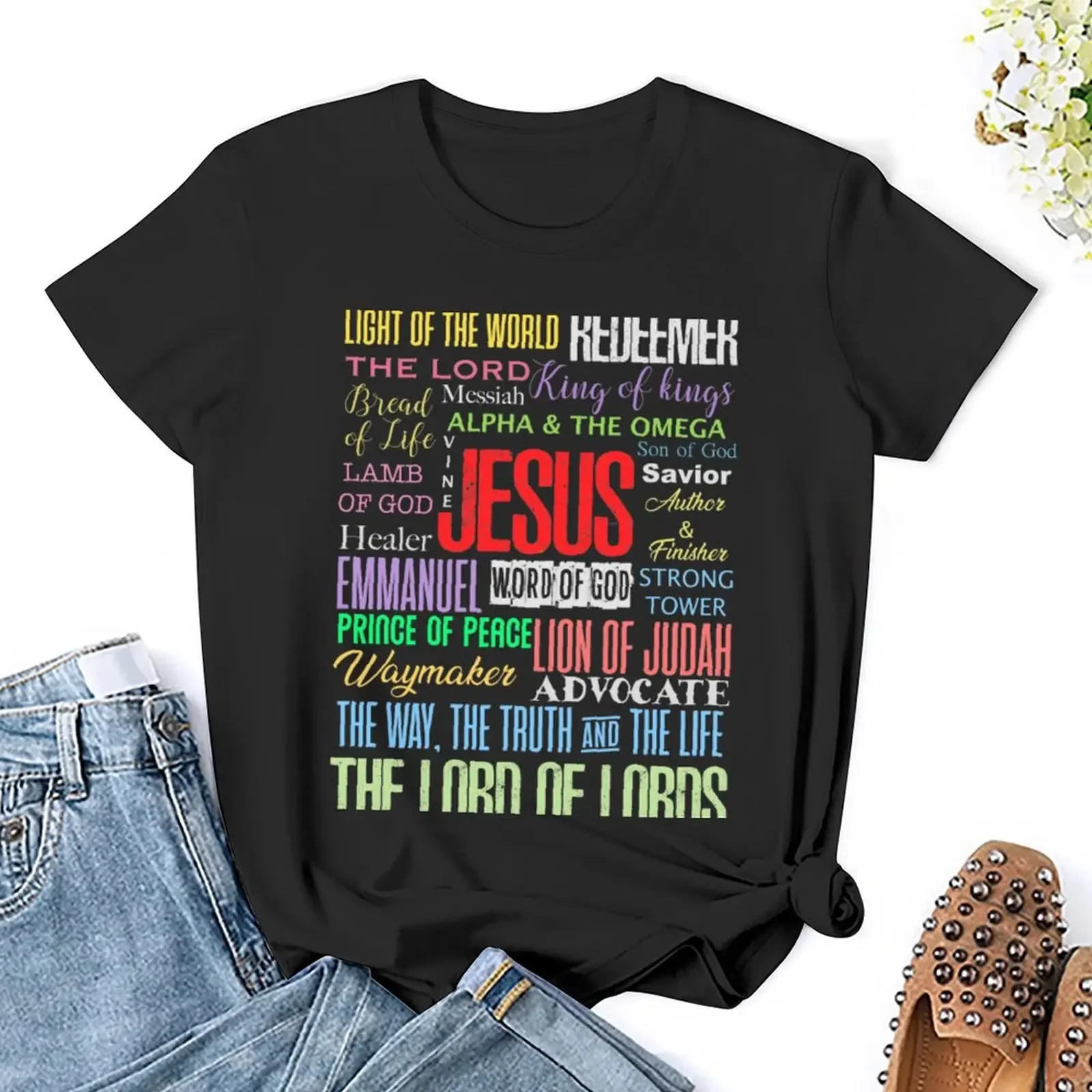 Names of God Lord Jesus Christ - Bible Verse Christian Gifts Store T-Shirt sports fans graphics blanks tops for Women