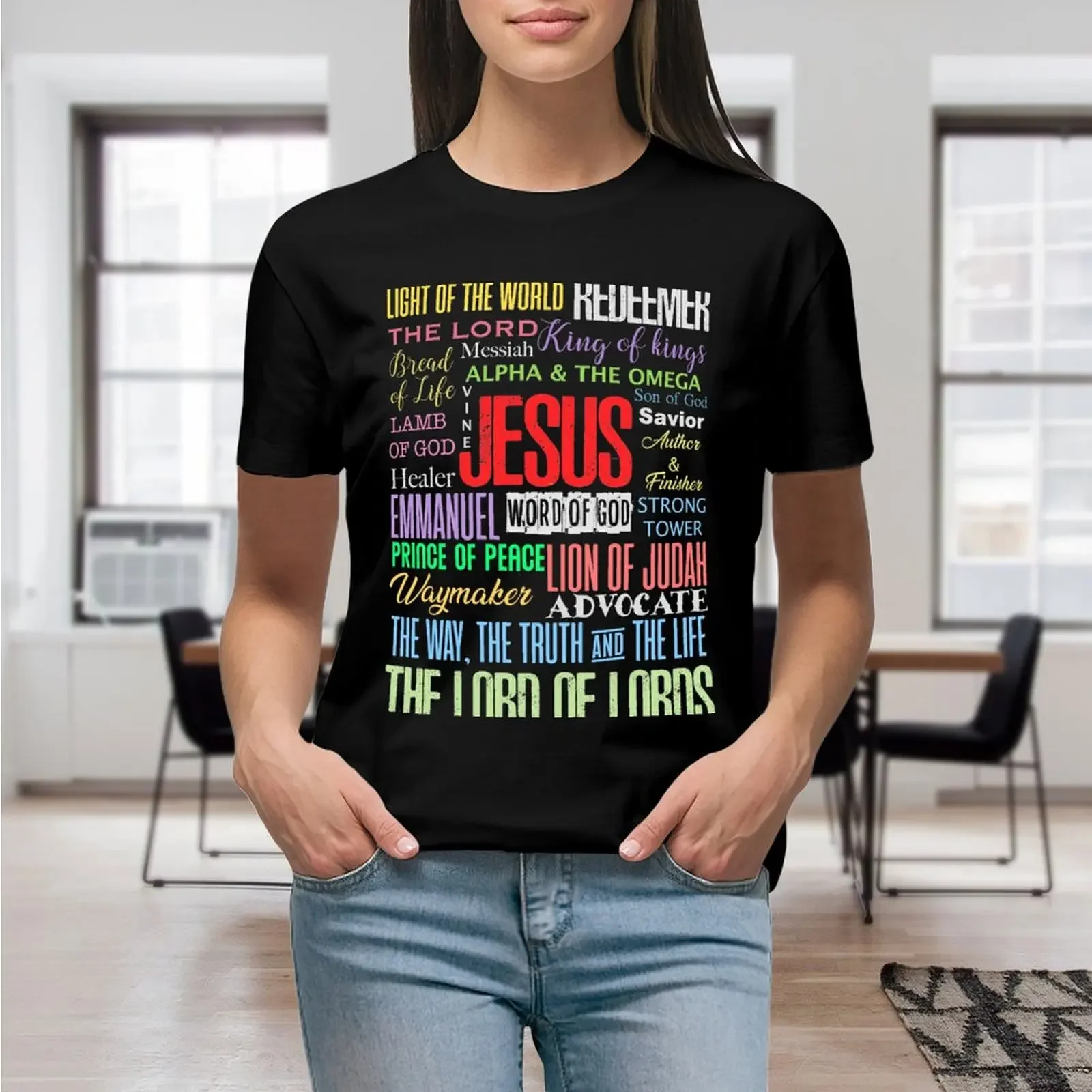 Names of God Lord Jesus Christ - Bible Verse Christian Gifts Store T-Shirt sports fans graphics blanks tops for Women