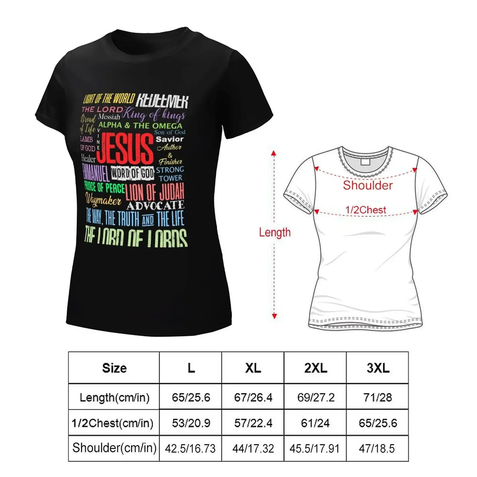 Names of God Lord Jesus Christ - Bible Verse Christian Gifts Store T-Shirt sports fans graphics blanks tops for Women