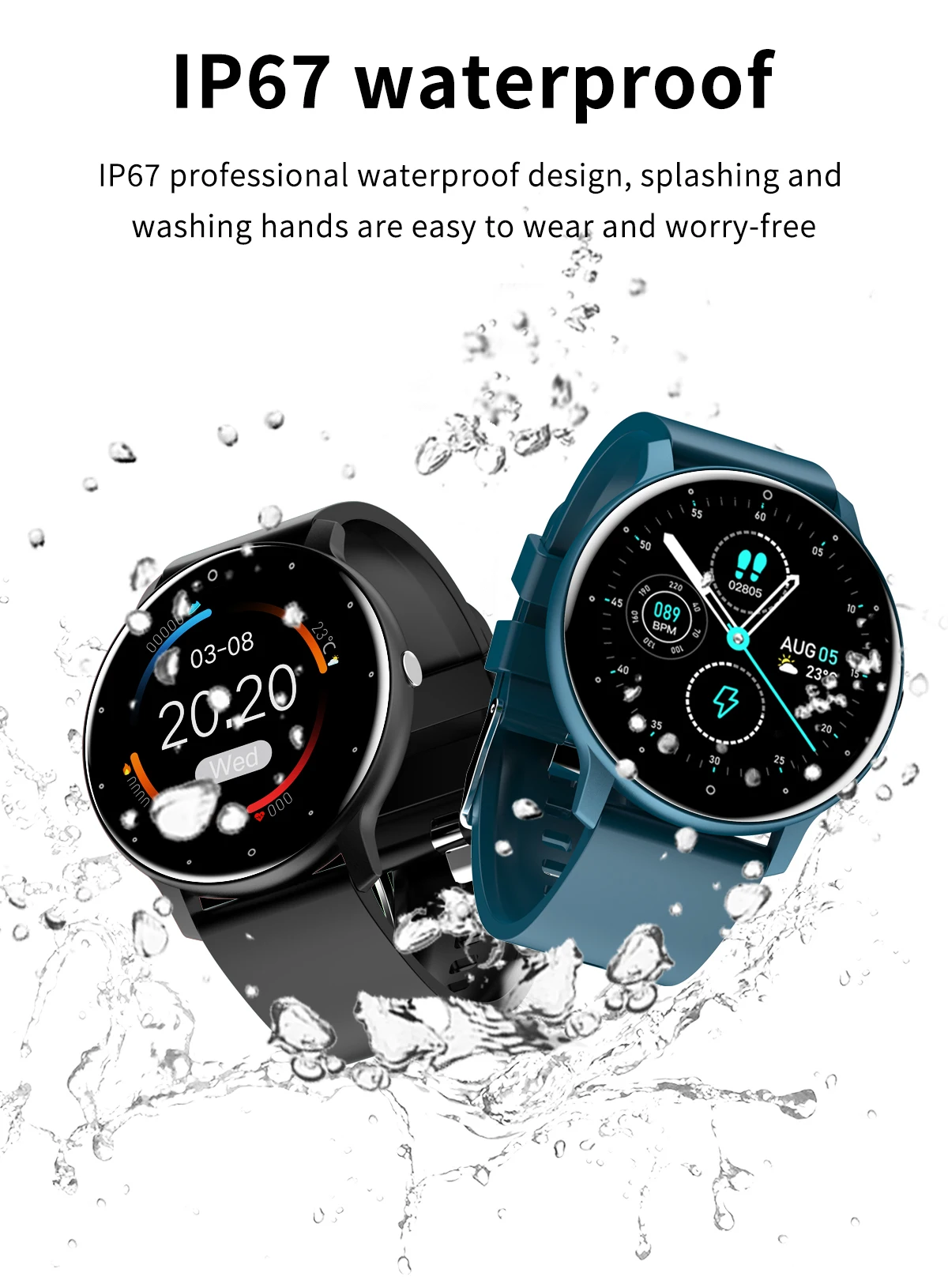 LIGE 2024 Smart watch Ladies Full touch Screen Sports Fitness watch IP67 waterproof Bluetooth For Android iOS Smart watch Female