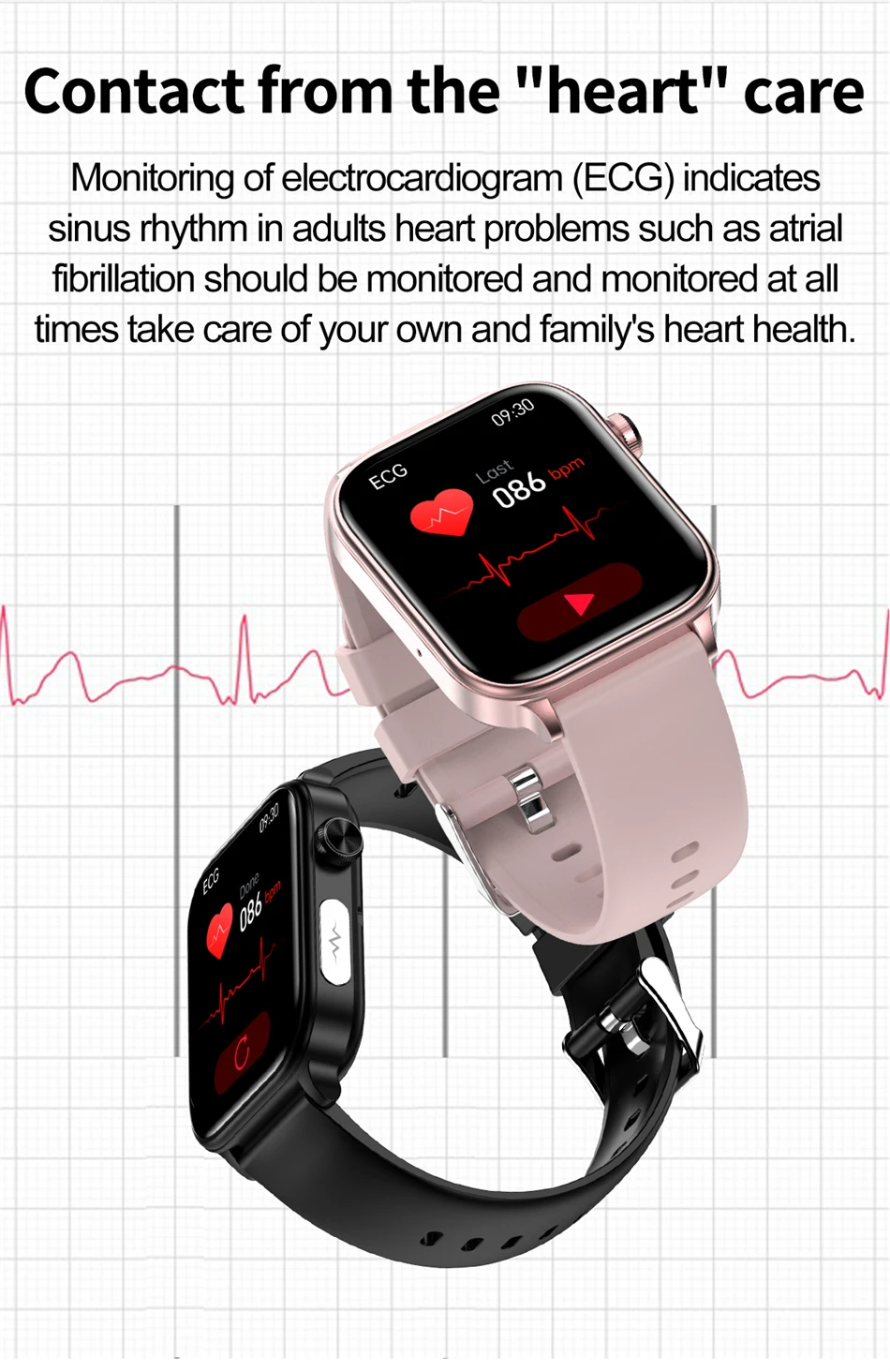 LIGE Medical Grade ECG Smart Watch Men Waterproof Watches SOS First Aid Function Body Fat Blood Lipid Monitor Women Smartwatch