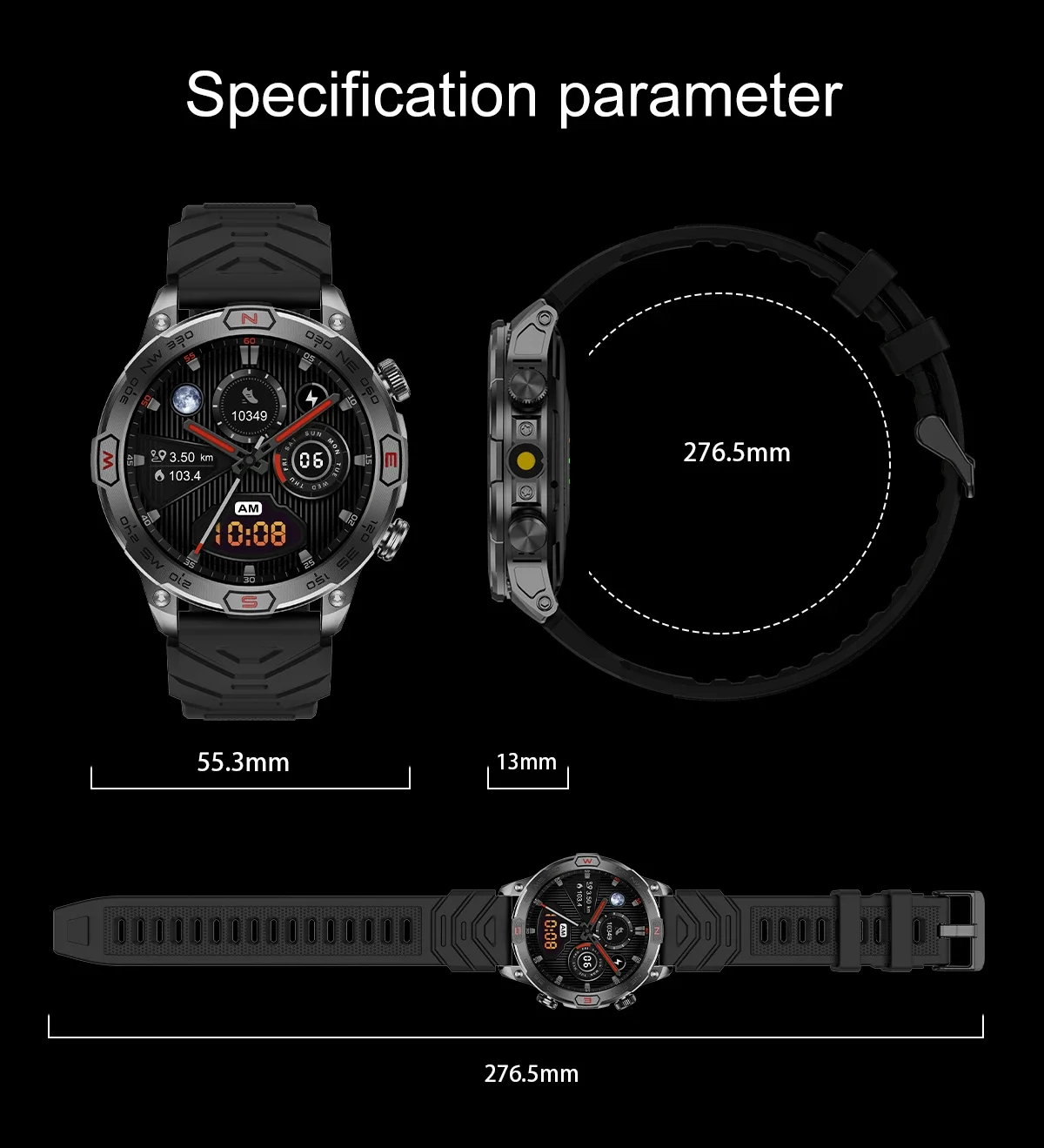 For Android Xiaomi Outdoor Military GPS Smart Watch Men 466*466 HD AMOLED Screen IP68 Waterproof Bluetooth Call Smartwatch 2025