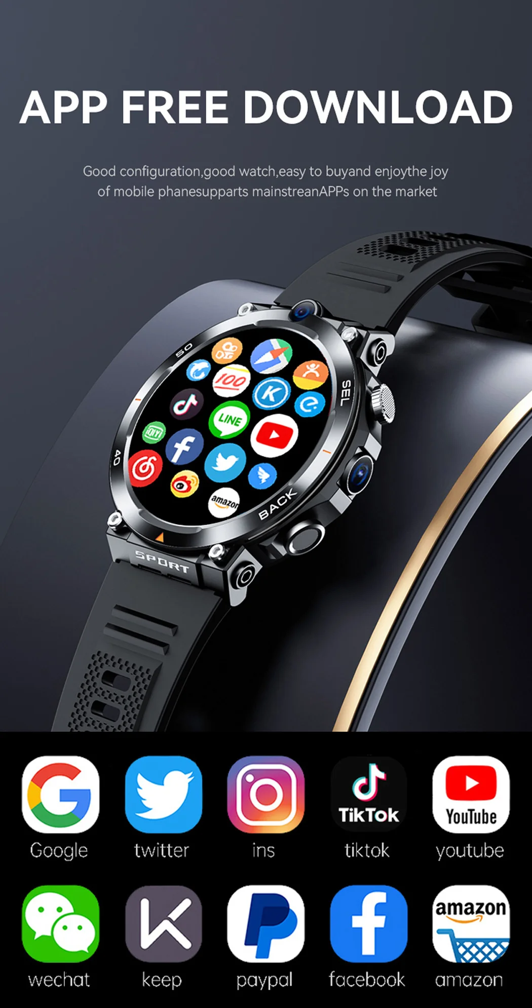 4G LTE Smartwatch 2024 Android os GPS Video Voice Wi-Fi Call Messaging HD Dual Cameras 4G Sim Card WIFI Men's Smart Watch 2024