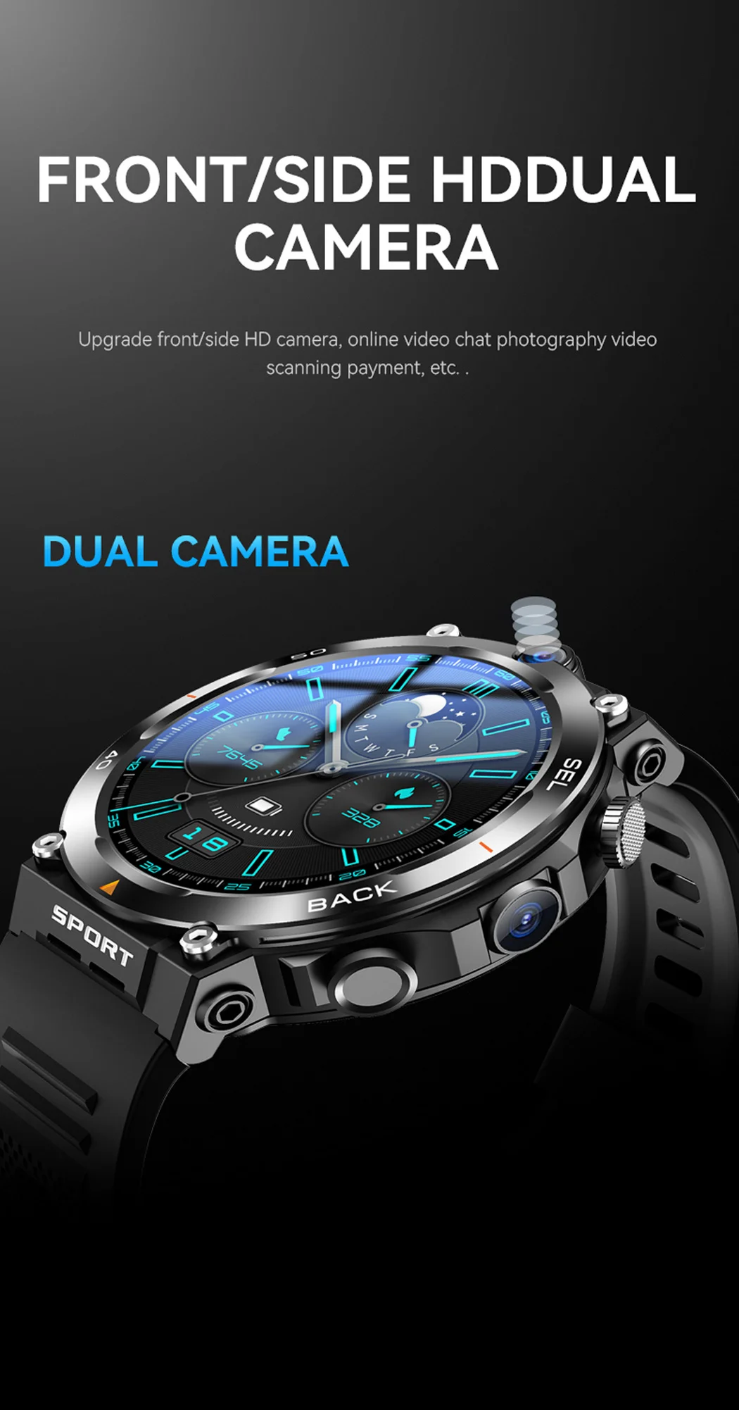 4G LTE Smartwatch 2024 Android os GPS Video Voice Wi-Fi Call Messaging HD Dual Cameras 4G Sim Card WIFI Men's Smart Watch 2024