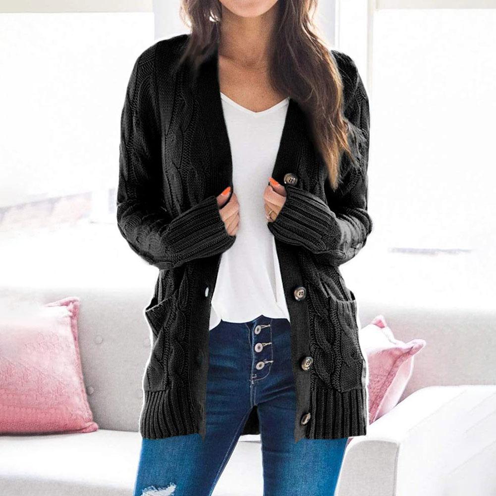 2020 Women Autumn Open Front Knitted Cardigan Sweater Pockets Outwear Coat Women's Clothing свитер женский pull femme