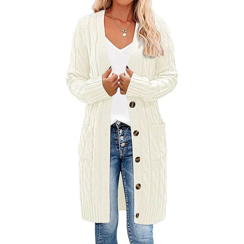 Fashion Solid Long Sleeve Casual V-Neck Women Simple Basic Cardigans College Preppy Breathable Single Breasted Soft Cardigan