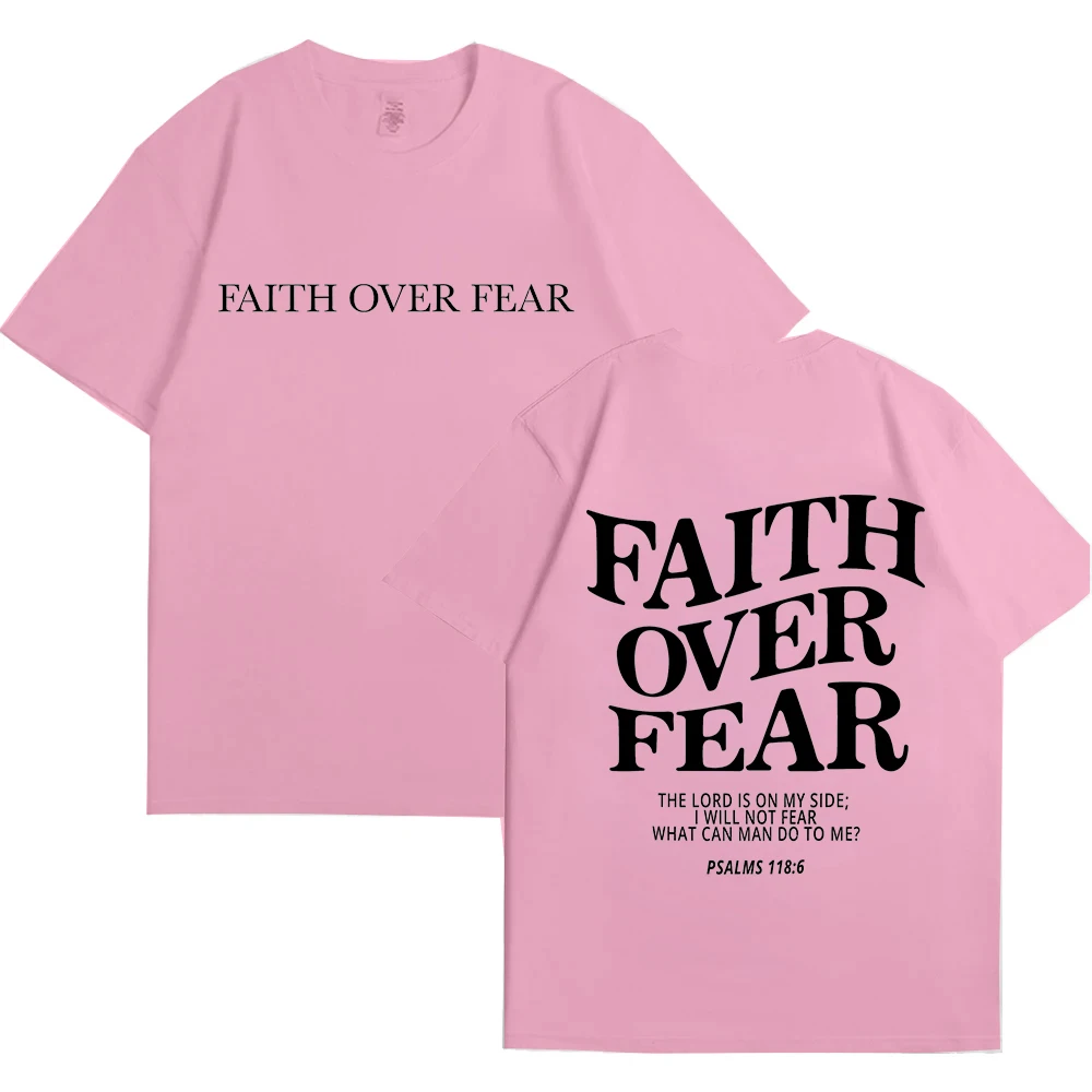 Faith Over Fear Christian Women T-shirts Christian Clothes Jesus Fashion Trendy T-shirts Bible Verse Sportwear Aesthetic Clothes