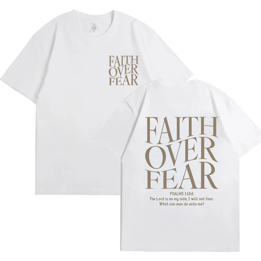 Faith Over Fear Christian Women T-shirts Christian Clothes Jesus Fashion Trendy T-shirts Bible Verse Sportwear Aesthetic Clothes